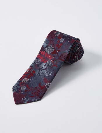 Laidlaw + Leeds Floral Tie, 7cm, Burgundy product photo