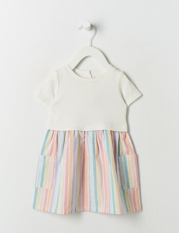 Teeny Weeny Multicolour Spliced Dress, White product photo