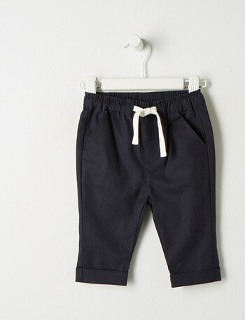 Teeny Weeny Linen Blend Pull On Pants, Navy product photo