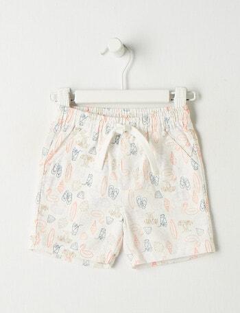 Teeny Weeny Summer Fun Linen Blend Shorts, White product photo
