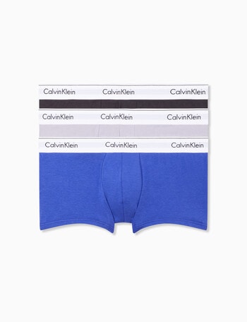 Calvin Klein Modern Cotton Low Rise Trunk, 3-Pack, Blue, Grey & Black product photo