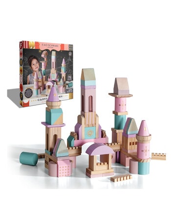 FAO Schwarz Toy Wood Castle Blocks, 75-Pieces, Pink product photo