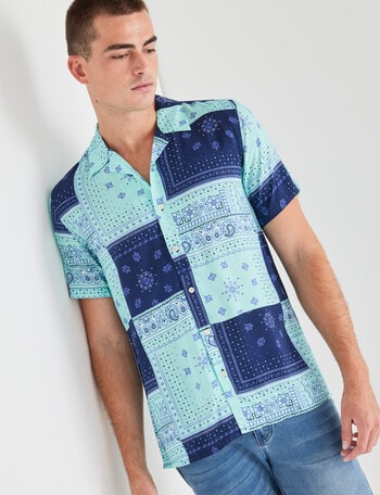 Tarnish Bandana Shirt, Teal product photo