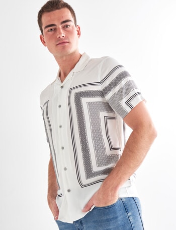 Tarnish Tiles Short Sleeve Shirt, White product photo