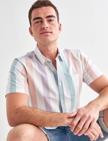 Tarnish Stripe Short Sleeve Shirt, Rainbow product photo