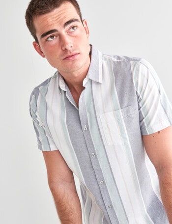 Tarnish Stripe Short Sleeve Shirt, Charcoal & Green product photo
