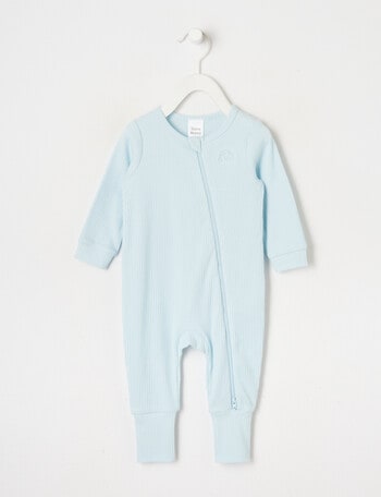 Teeny Weeny Rib Sleepsuit, Misty Blue product photo