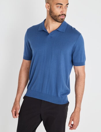 L+L Venice Solid Polo Shirt, Blue product photo