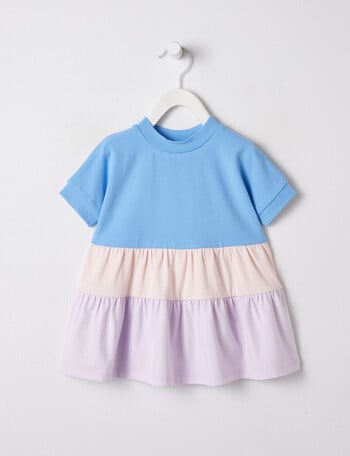Teeny Weeny Short Sleeve Tiered Knit Dress, Puff Blue product photo