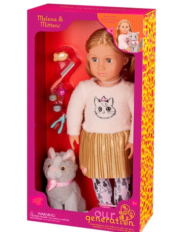 Our Generation Melena Doll & Mittens Pet Cat Plush Set product photo