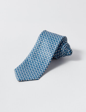 Laidlaw + Leeds Fancy Geometric Tie, 7cm, Teal product photo