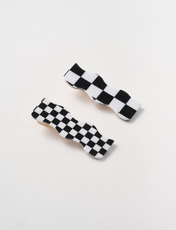 Switch Checkerboard Wavy Alligator Clip, 2-Piece, Black & White product photo