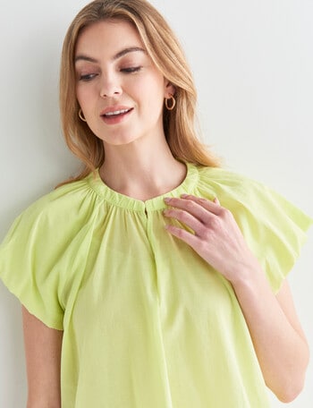 Zest Puff Sleeve Voile Top, Lime product photo