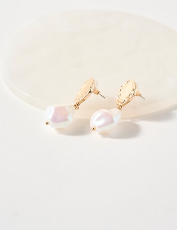 Whistle Accessories Baroque Pearl Drop Earrings, Imitation Gold product photo