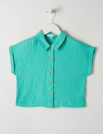 Mac & Ellie Boxy Cotton Shirt, Spearmint product photo