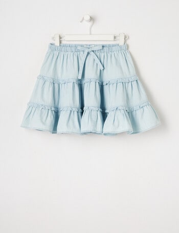 Mac & Ellie Tiered Skirt, Chambray product photo