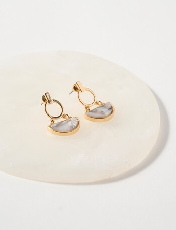Whistle Accessories Art Deco Drop Earrings, Marbled Pearl product photo