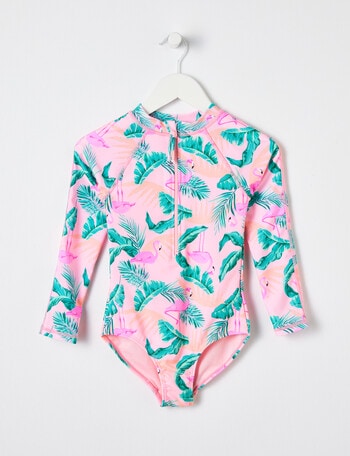 Wavetribe Flamingo Long Sleeve Rash Suit, Pink product photo