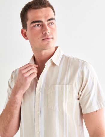 Tarnish Stripe Short Sleeve Shirt, Sand product photo
