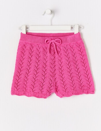Mac & Ellie Crochet Knit Short, Fuchsia product photo