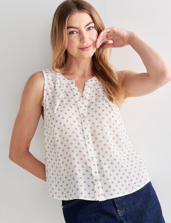 Zest Stamp Print Swing Tank, Ivory product photo