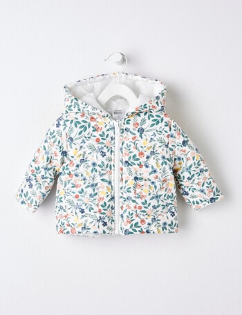 Teeny Weeny Tabitha Mouse Floral Hooded Jacket, White product photo