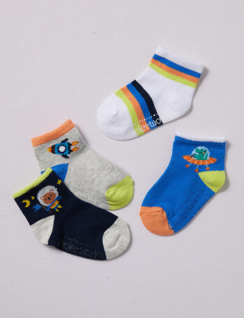 Underworks Patterned Mid Crew Socks, 4-Pack, Space product photo