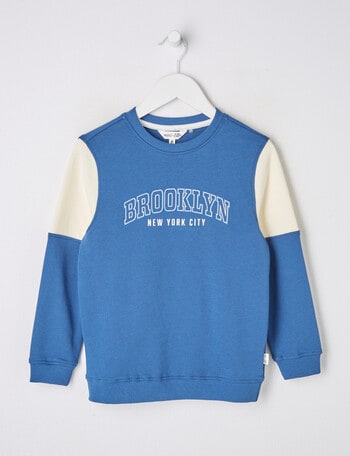 Mac & Ellie Varsity Crew Sweatshirt, Blue product photo