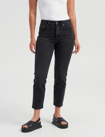 ONLY Emily High Waisted Stright Ankled Jean, Black Denim product photo