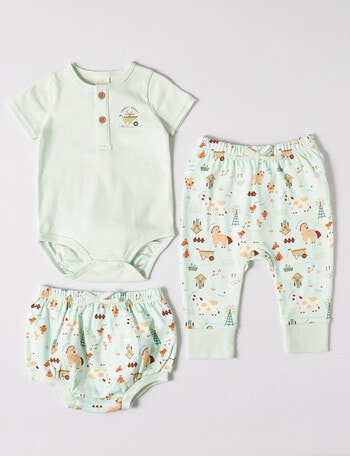 Little Bundle T Is For Tractor Farm Animals Set, 3-Piece, Green product photo