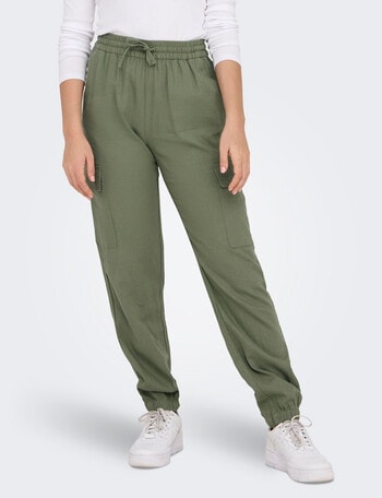 ONLY Caro Pull Up Cargo Pants, Oil Green 15 product photo
