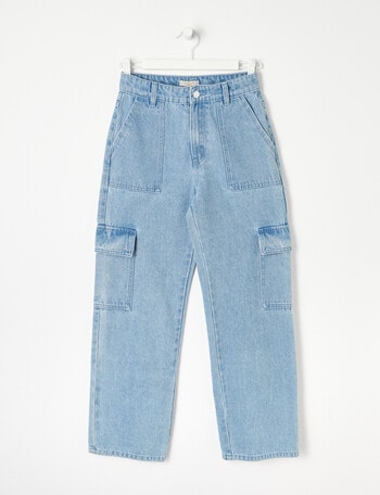 Switch Rylee Cargo Denim Jeans, Mid Blue product photo