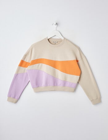 Switch Colourblock Boxy Sweatshirt, Orange, Natural & Lavender product photo