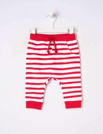 Teeny Weeny Late Summer Wavey Stripe Trackpant, Red product photo