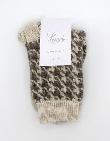 Levante Antonia Hounds Wool Cashmere Crew Socks, Chocolate product photo