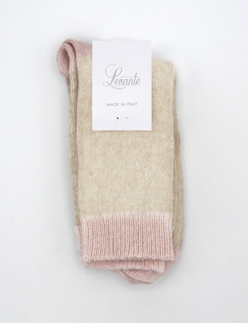 Levante Sofia 2 Tone Wool Cashmere Crew Socks, Primrose product photo
