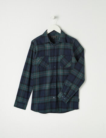 No Issue Long Sleeve Flannel Check Shirt, Petrol product photo
