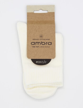 Ambra Organic Cotton Rib Top Crew, Cream product photo