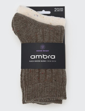 Ambra Fleck Crew Socks, 2-Pack, Taupe & Cream product photo
