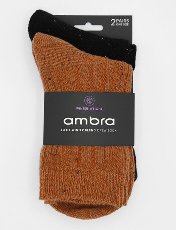 Ambra Fleck Crew Socks, 2-Pack, Black & Ginger product photo