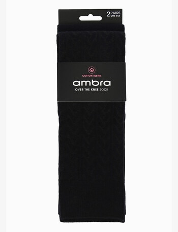 Ambra Cotton Over The Knee Sock, 2-Pack, Black product photo