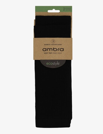 Ambra Bamboo Knee Hi Sock, 2-Pack, Black product photo