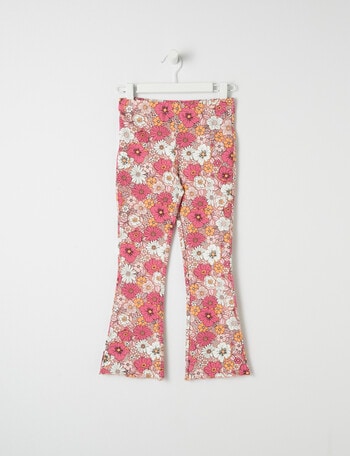 Mac & Ellie Floral Full Length Terry Flare Legging, Pink product photo