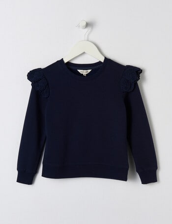 Mac & Ellie Frill Sleeve Sweatshirt, Navy product photo