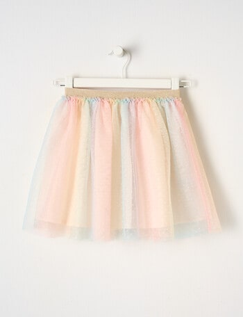 Mac & Ellie Rainbow Tulle Spot Skirt, Peach Multi product photo