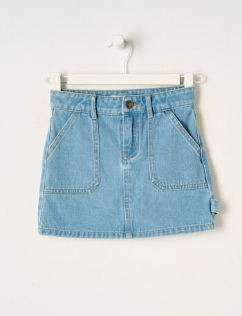 Mac & Ellie Cargo Denim Skirt, Mid Blue product photo