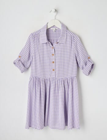Mac & Ellie Gingham Long Sleeve Shirt Dress, Lavender product photo