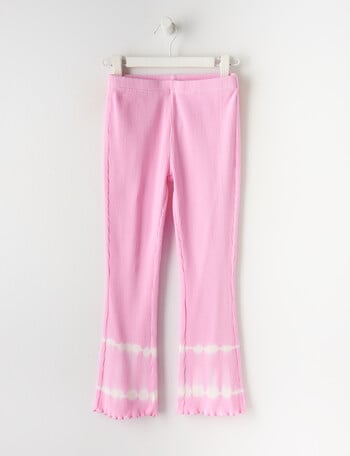 Mac & Ellie Tie Dye Full-Length Rib Flare Legging, Flamingo product photo