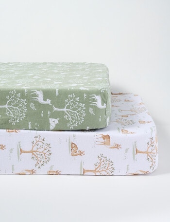 Teeny Weeny Flannelette Cot Fitted Sheet, 2-Pack, Fawn product photo