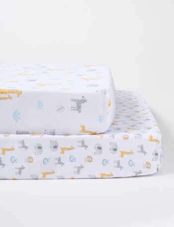Teeny Weeny Flannelette Cot Fitted Sheet, 2-Pack, Jungle product photo